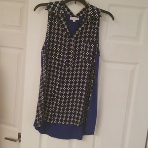 JOSEPH A Navy and White Hi Lo Top